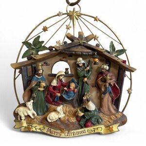 St Nicholas‎ Square Merry Christmas Nativity Scene Wall Decor Ornament 15"